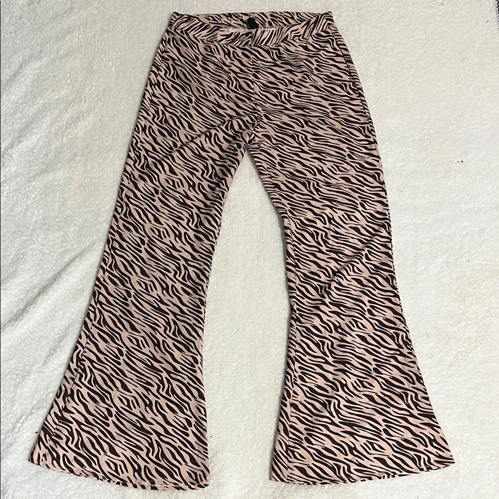 Zebra Print Flared Pants